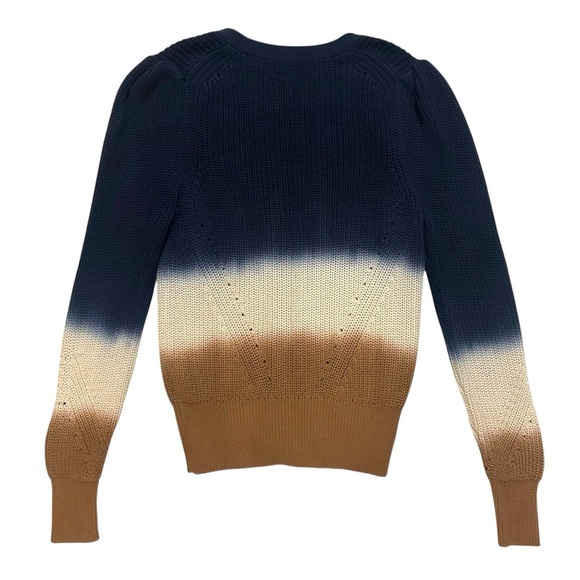 Veronica Beard Parula Dip Dye Cotton Cardigan - Navy/Cream/Beige XS - Picture 3 of 6
